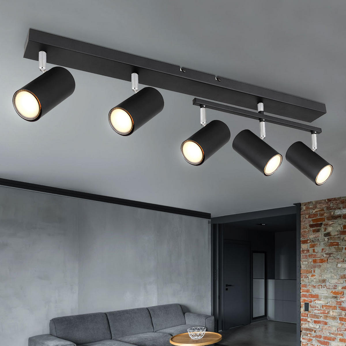 DECKENLEUCHTE Metall Schwarz bewegliche Spots - Schwarz, Metall (70/35/17cm) - Globo Lighting