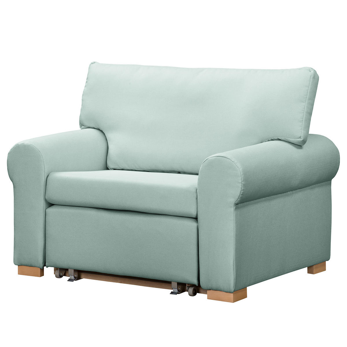 SCHLAFSOFA mit Husse - Buchefarben/Mintgrün, Buchenholz/Textil (125/90/90cm) - home24