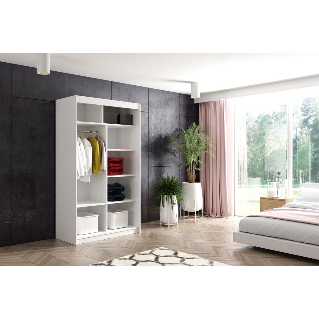Thumbnail - Altdecor Kleiderschrank, Weiß, Holzwerkstoff, 120x216x61 cm, Schlafzimmer, Kleiderschränke, Schwebetürenschränke