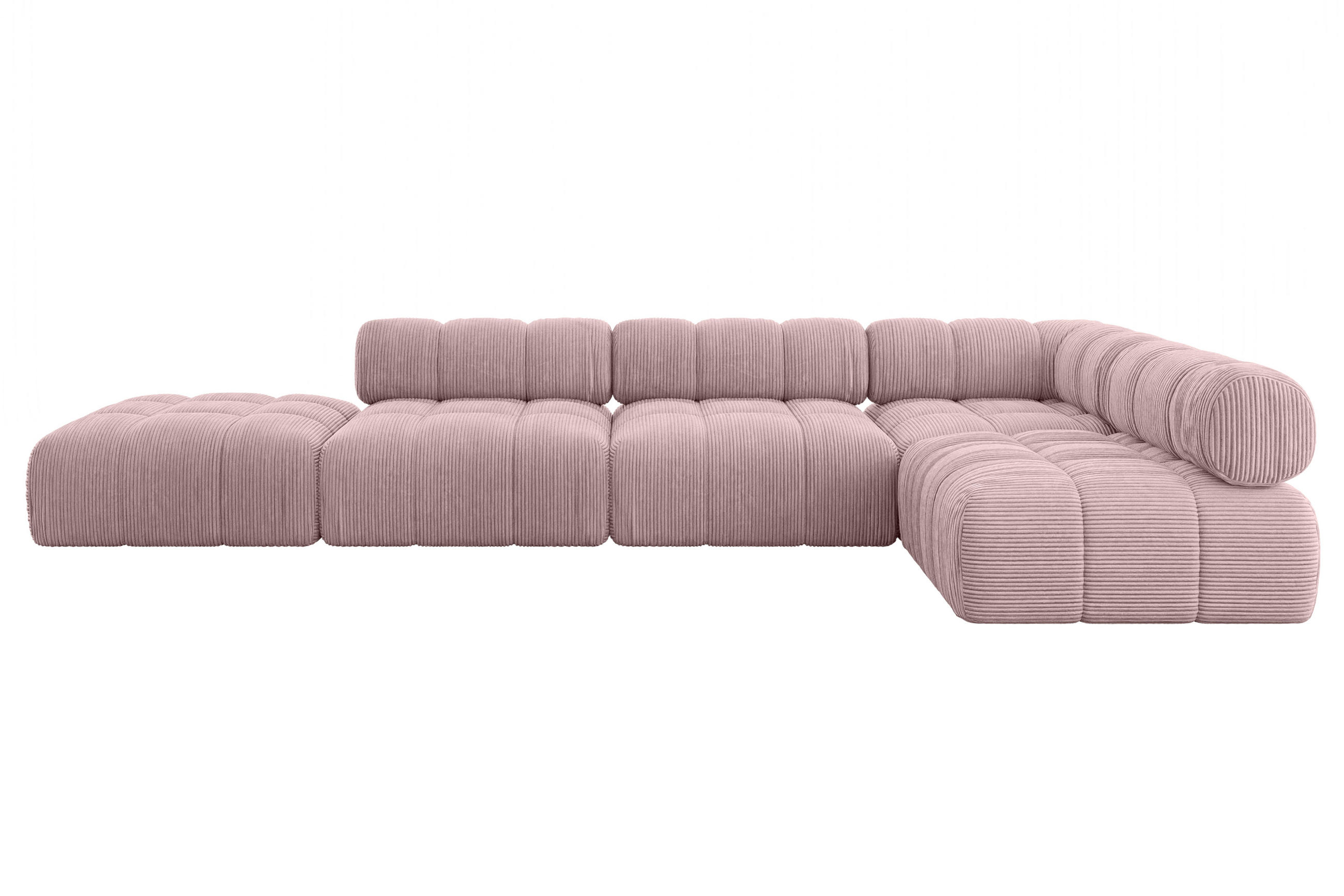 ECKSOFA modulares Sofa Favio-L2 - 380x190x70 cm Rosa Cord - Rosa, Holzwerkstoff/Textil (380/190cm) - ALTDECOR