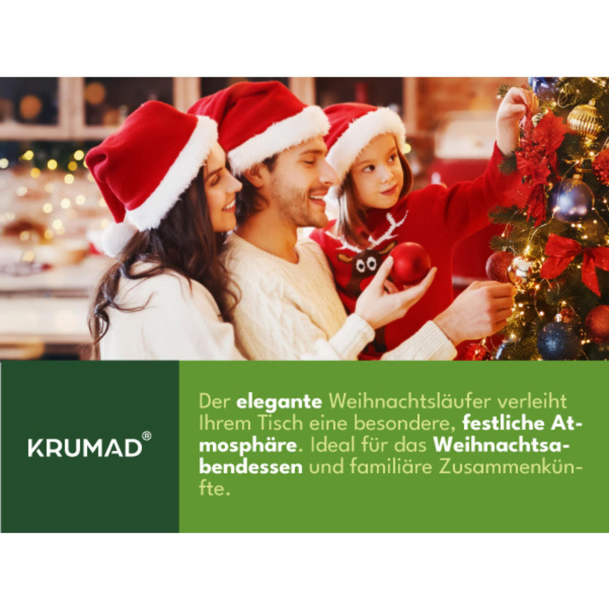 WEIHNACHTSTISCHLÄUFER 180x35cm - Multicolor, Textil (35/180cm) - KRUMAD