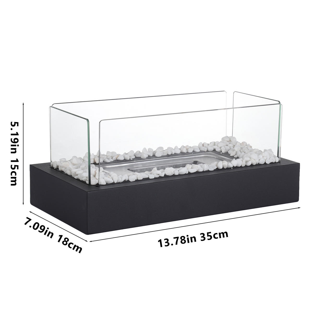 TISCHKAMIN Pyrothea 35/18/15 cm - Schwarz, Metall (18/15/35cm) - ZMH