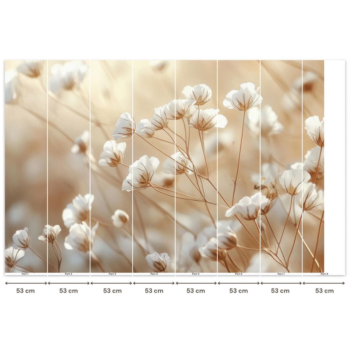 TAPETE - Wild - Blumen - Weiß - 400x280 cm - Creme, Papier (400/280cm) - OnlyWow
