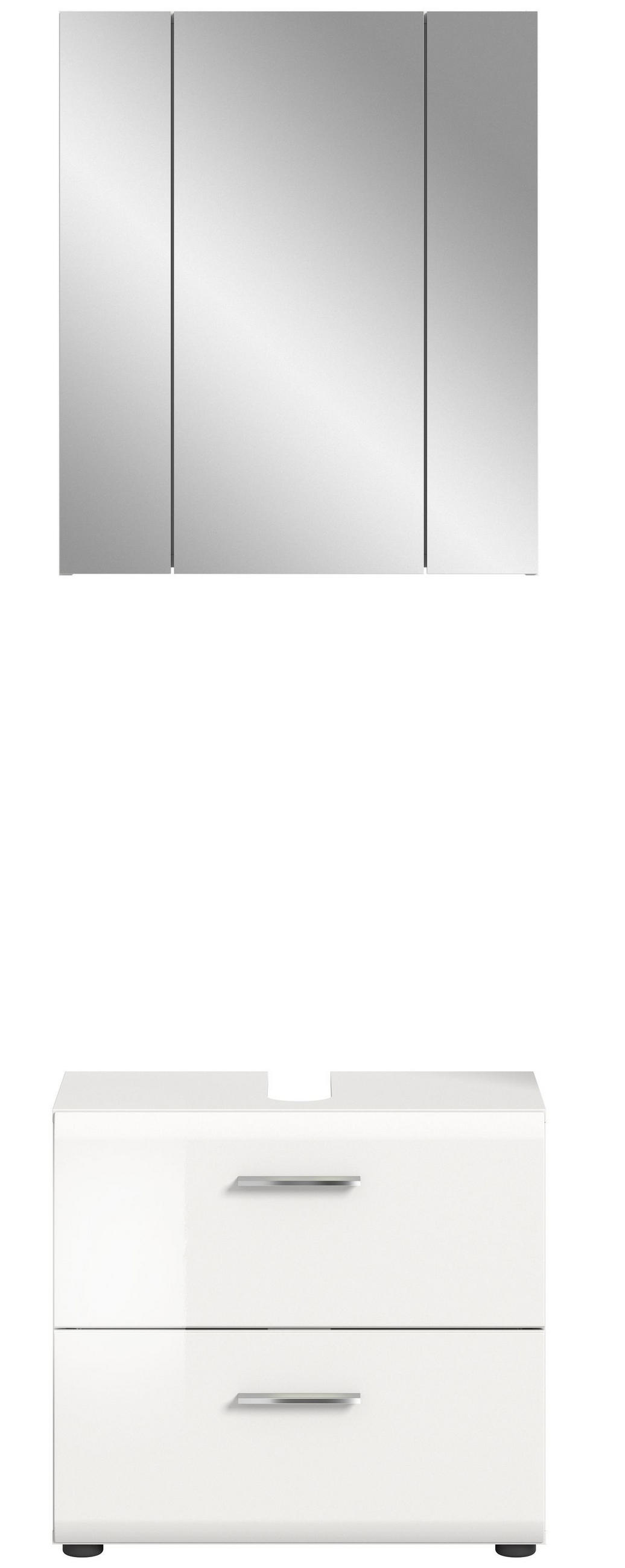 BADKOMBINATION Ice 60x185x30 cm weiß Hochglanz MDF 2tlg. - Weiß, Holz (60/185/30cm)