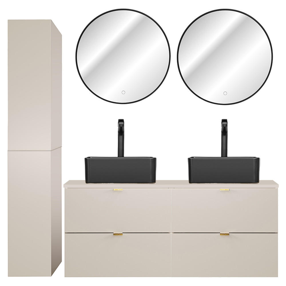 BADMÖBEL-SET 4-TLG. Durango-56 - Beige, Holzwerkstoff (165/200/47cm) - Lomado