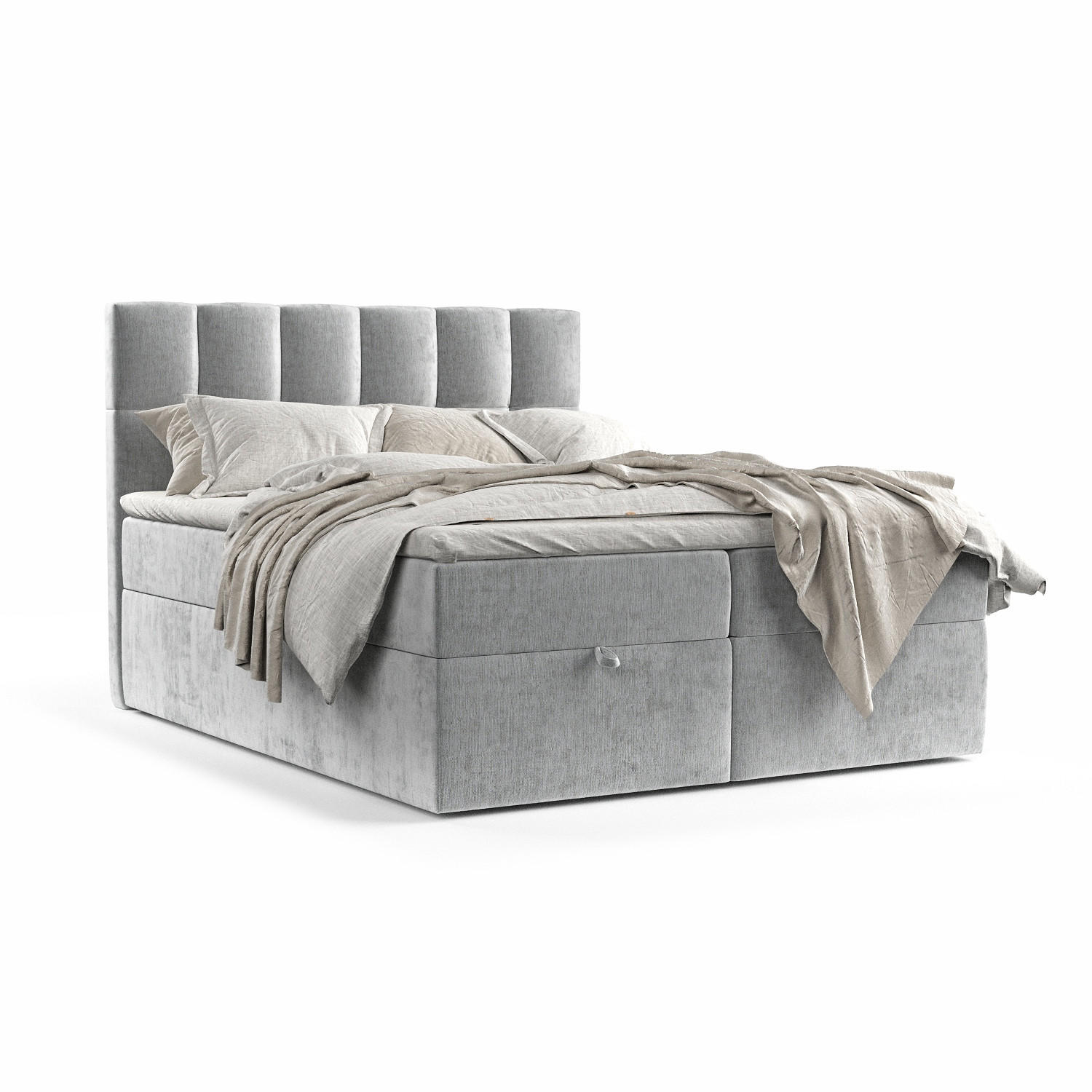 BOXBETT Essence Hellgrau 160/200 cm - Hellgrau/Schwarz, Holz/Holzwerkstoff (160/200cm) - Maison de Reve