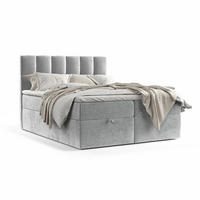 BOXBETT Essence Hellgrau 160/200 cm - Hellgrau/Schwarz, Holz/Holzwerkstoff (160/200cm) - Maison de Reve