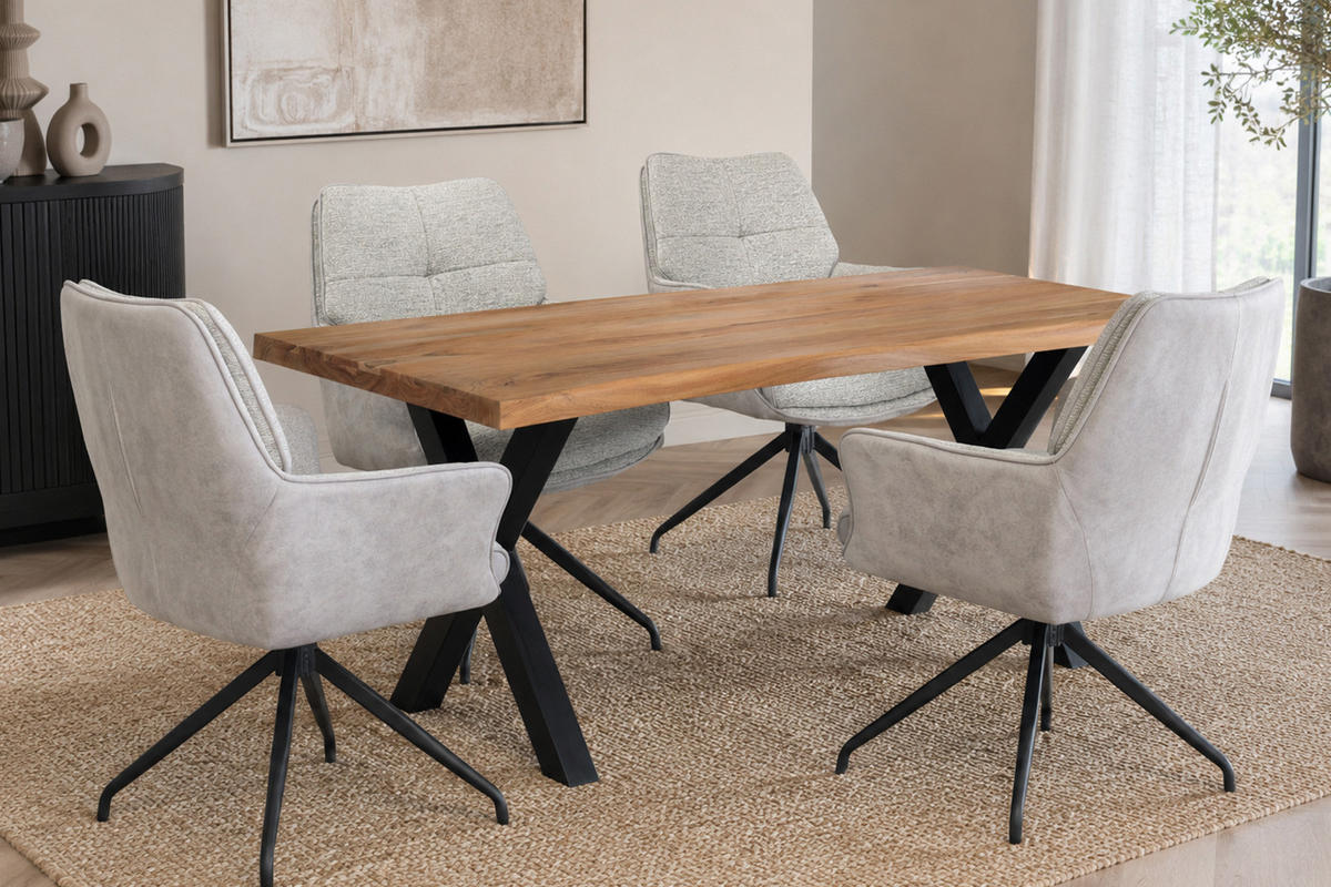ESSTISCH Athen 180x90 cm, Natur, Akazienholz - Naturfarben, Holz (180/90/77cm) - dasmöbelwerk