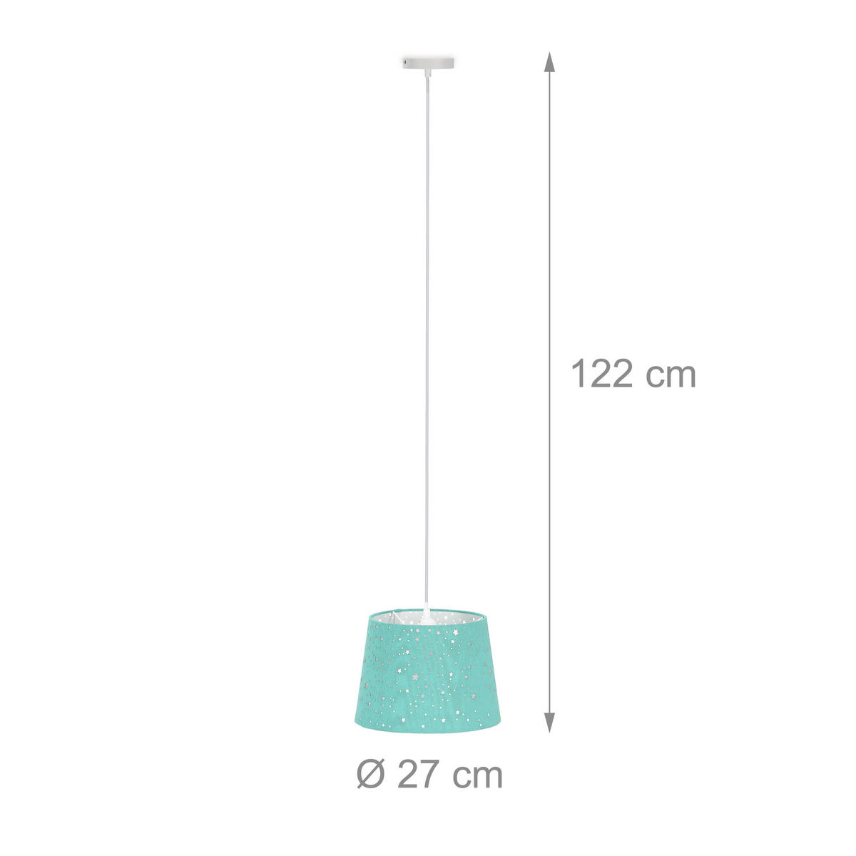 KINDERZIMMERLAMPE - Türkis, Kunststoff/Textil (27/27/122cm) - Relaxdays