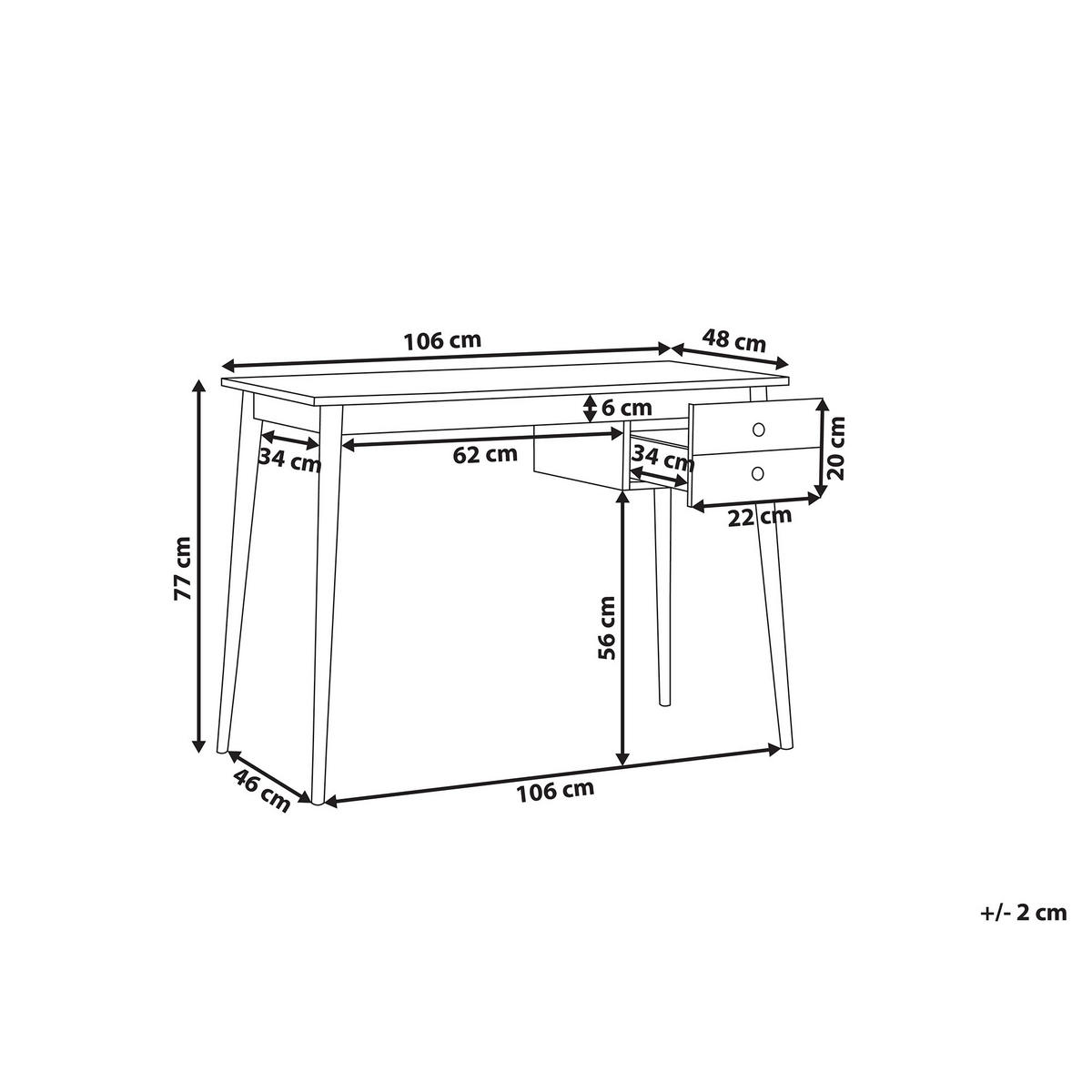 SCHREIBTISCH schwarz/heller Holzfarbton 106/48/77 cm Ebeme - Schwarz, Holzwerkstoff (48/106/77cm) - Beliani