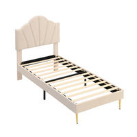 POLSTERBETT 90/200 cm Beige aus Samt mit Stauraumbank - Beige, Holzwerkstoff (90/200cm) - OKWISH