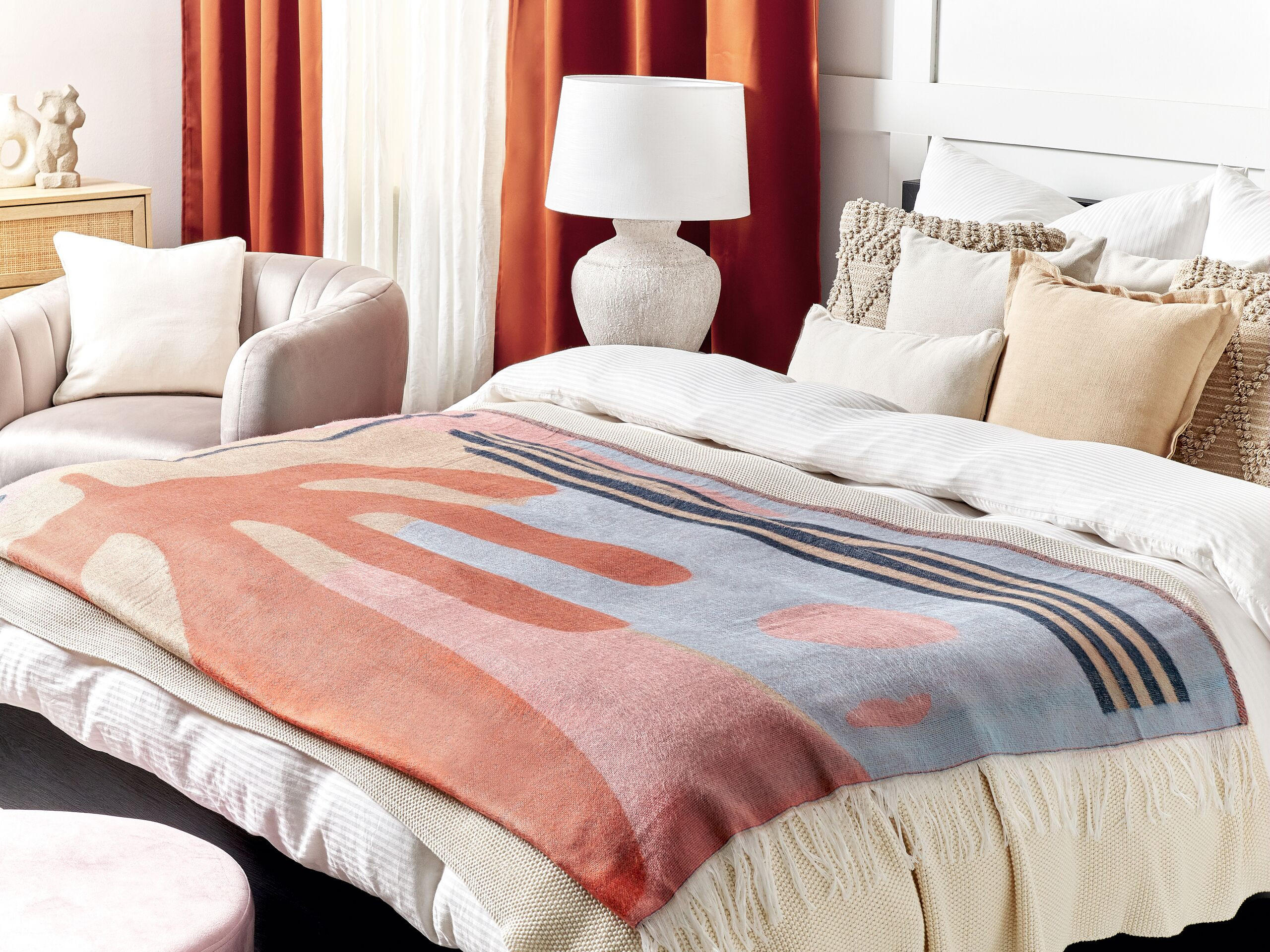 DECKE Hellrot Resha 130/170 cm - Hellrot, Textil (130/170cm) - Beliani