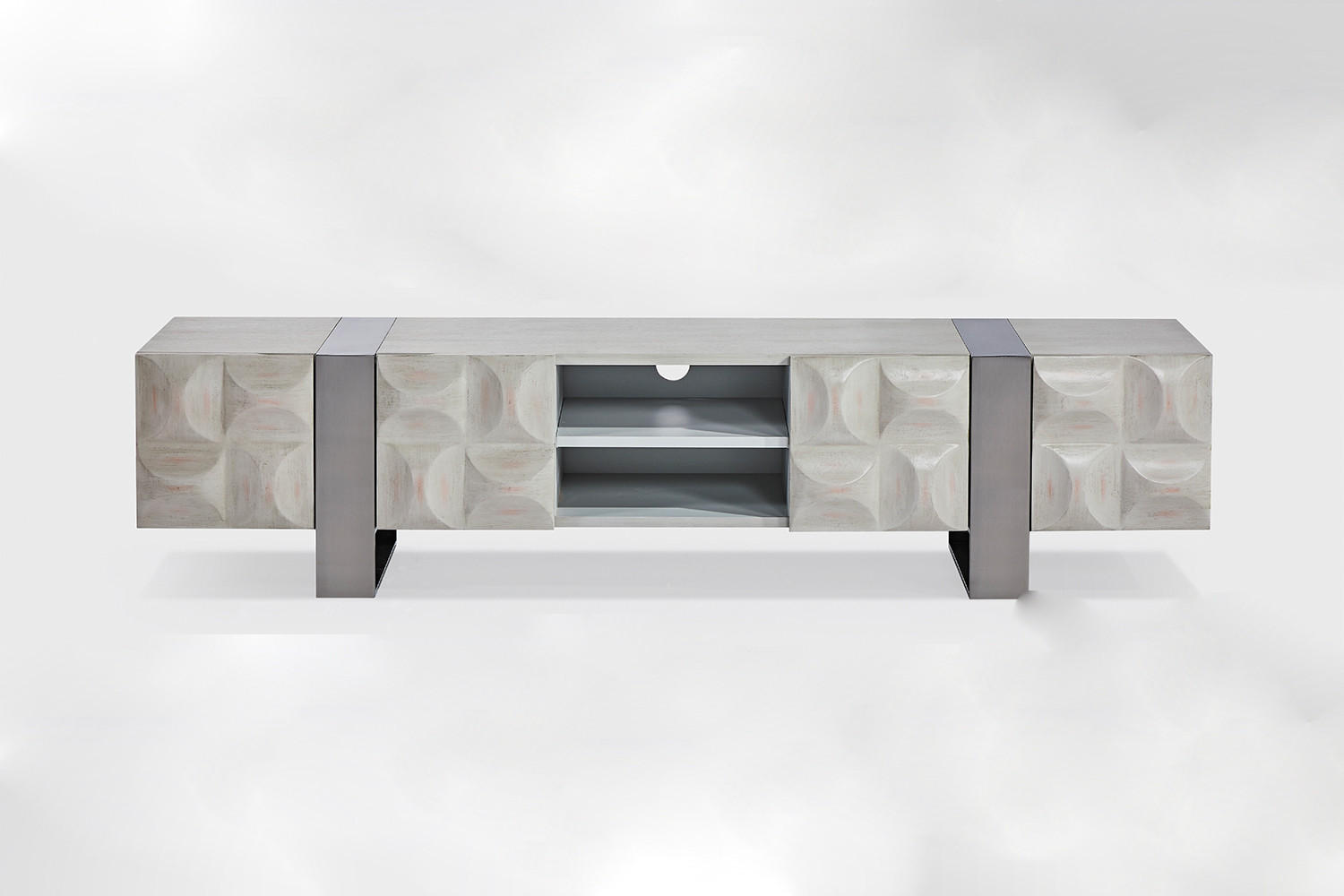 LOWBOARD MARGO Grau Holz - Grau, Holz/Metall (180/42/40cm) - KAWOLA