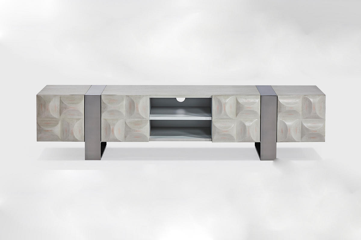LOWBOARD MARGO Grau Holz - Grau, Holz/Metall (180/42/40cm) - KAWOLA