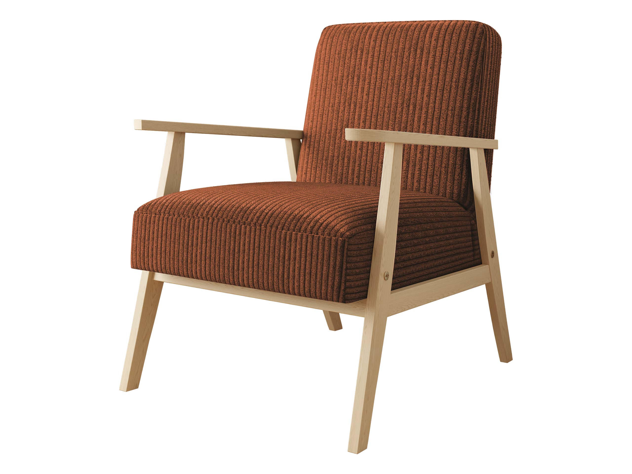 SESSEL Retro Cord - Hellgrau/Naturfarben, Holz/Textil (59/76/67cm) - MIRJAN24