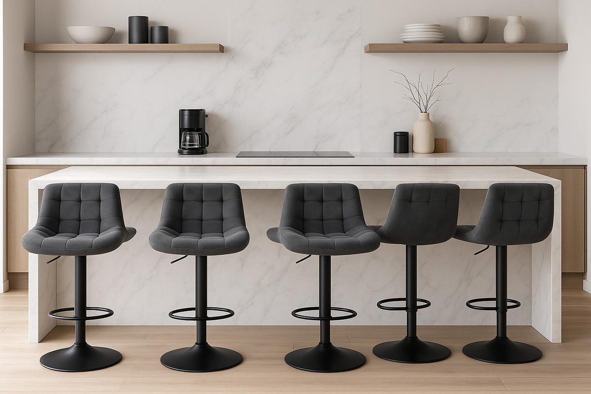 BARHOCKER Tower Samt dunkelgrau - Schwarz/Grau, Textil/Metall (48/105/54cm) - TPFLiving