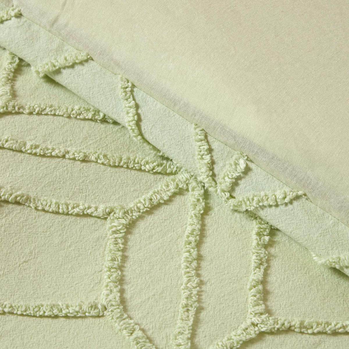 BETTWÄSCHE Perkal getuftet - Salbeigrün, Textil (230/220cm) - Homescapes
