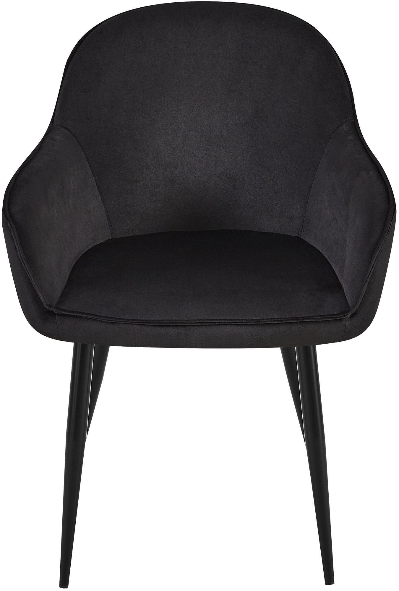 ARMLEHNENSTUHL 2er Set Samt schwarz - Schwarz, Textil/Metall (60/84/60cm) - CLP