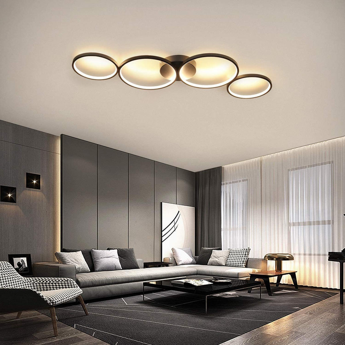 LED-DECKENLEUCHTE Wilhelmina 89/33/6 cm - Schwarz, Metall (89/33/6cm) - Nettlife