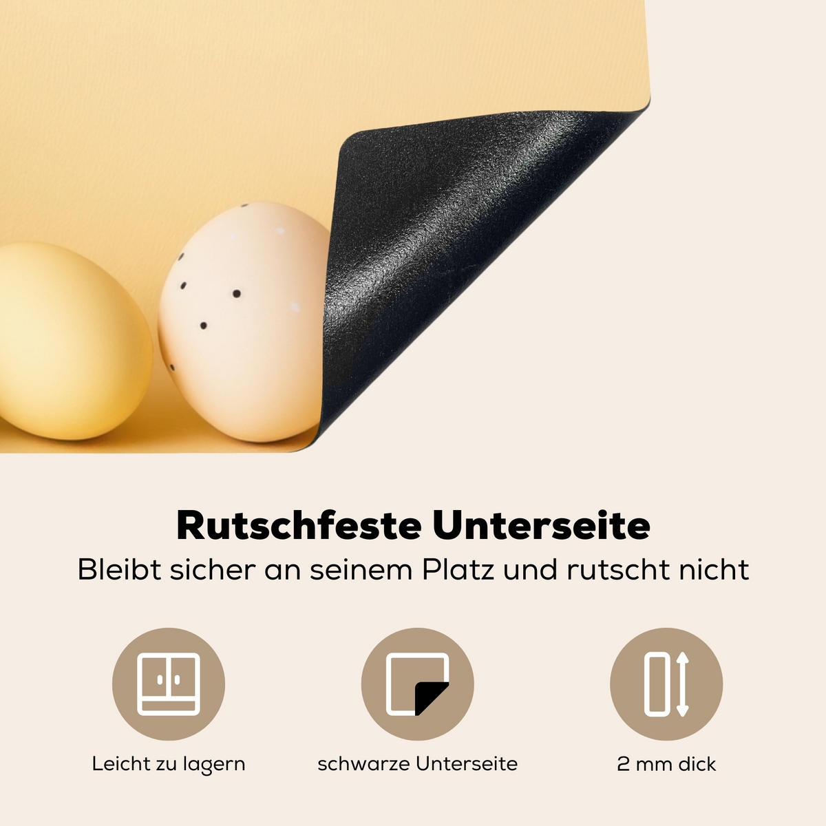 HERDABDECKPLATTE Eier - Kaninchen - Pastellfarbtöne Induktionsschutz 81.6x52.7 cm - Hellgelb, Kunststoff (81.6/52.7/0.2cm) - MuchoWow