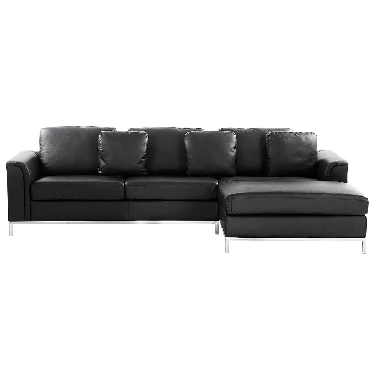 ECKSOFA Leder Schwarz rechtsseitig Oslo - Schwarz, Leder (270/151cm) - Beliani