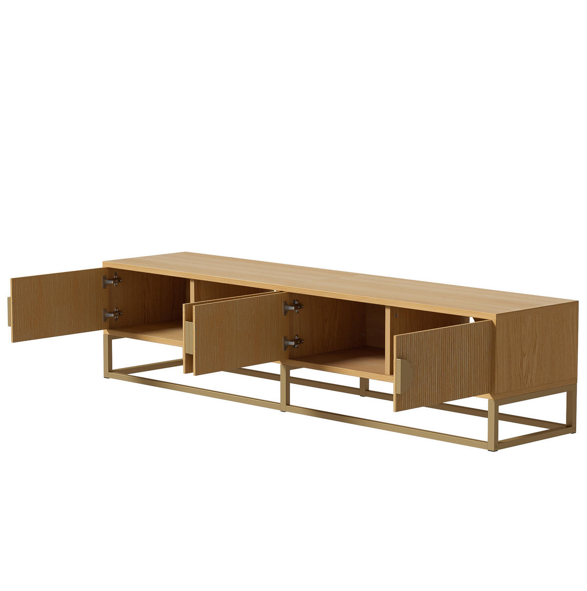 LOWBOARD 180/40/40 cm mit 4 Türen und Soft-Close-Scharnieren - Braun, Holzwerkstoff (180/40/40cm) - BEAOK