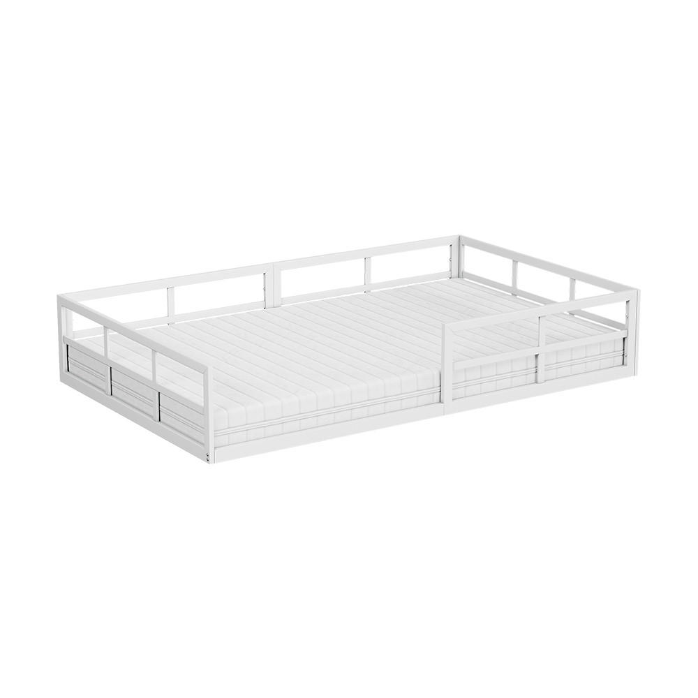 BODENBETT AUS METALL Minno Weiß 120x200 mit Matratze - Weiß, Metall - VitaliSpa