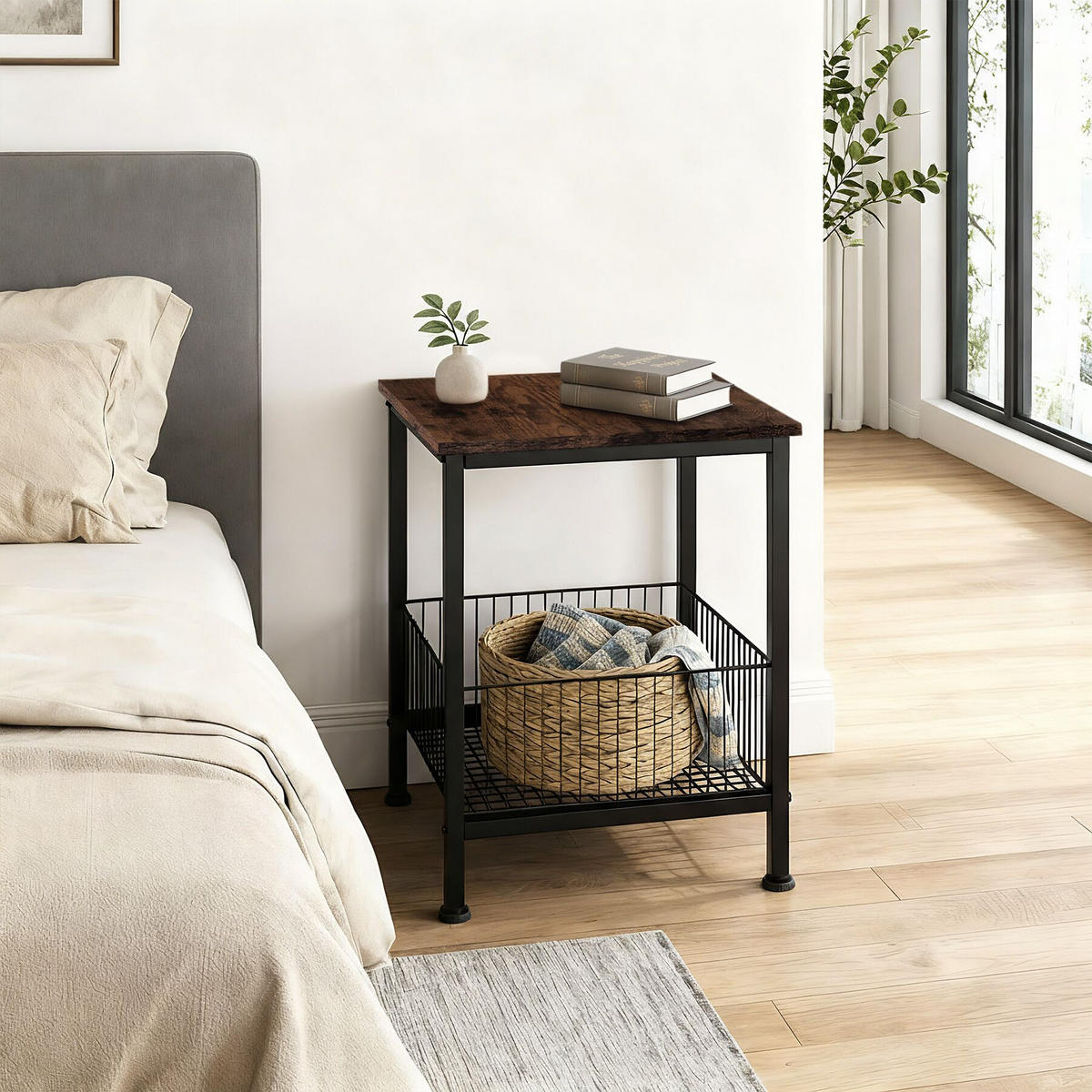 BEISTELLTISCH Grimsby, 40 x 40 x 55,5 cm, Industrial Holz dunkel, rustikal - Rostfarben, Holzwerkstoff (40/40/55.5cm) - tectake