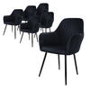STUHL Samt schwarz 6er Set - Schwarz, Metall (60/84/58cm) - ML-DESIGN