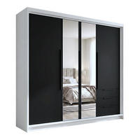 DREHTÜRENSCHRANK VIVO 200 cm Farbe: Weiß | Schwarz | Schwarz - Schwarz/Weiß, Holzwerkstoff/Metall (200/215/59.5cm) - A&J MöbelLand