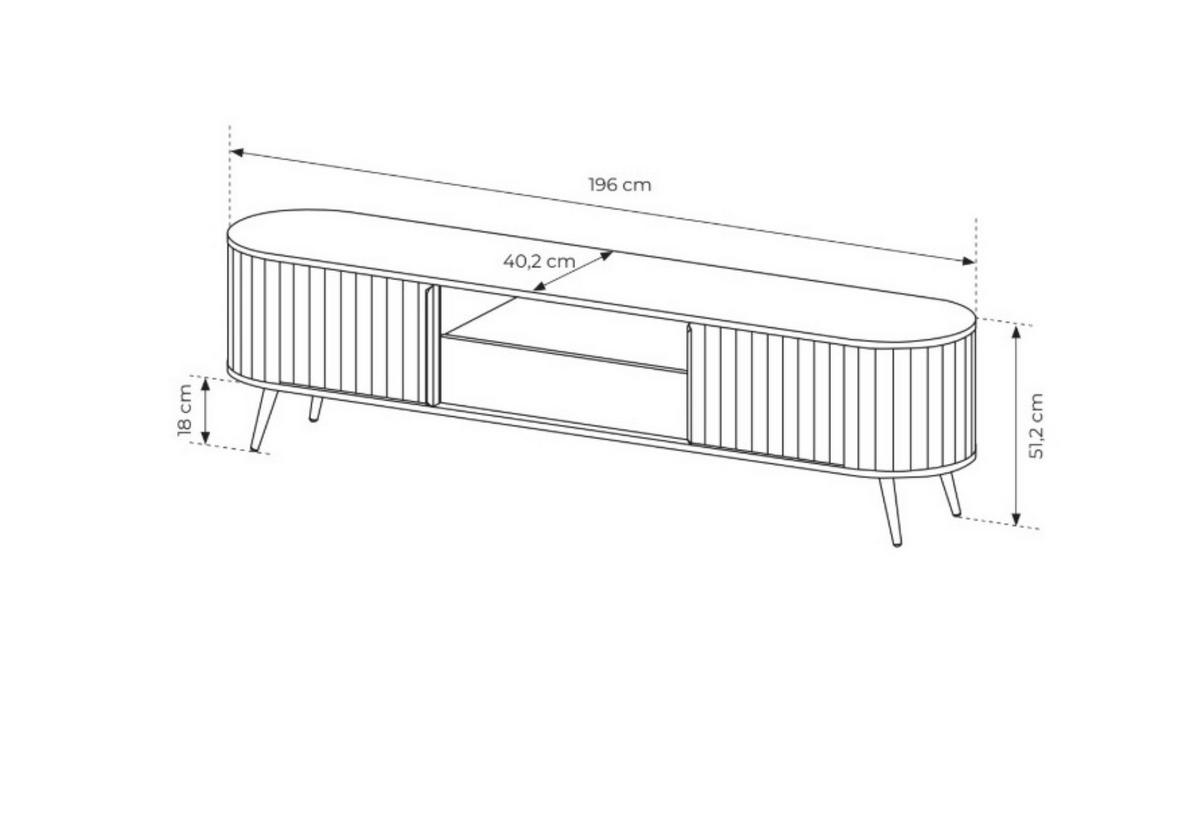 LOWBOARD CARA 196/51,2/40,2 cm, Eichefarben - Eichefarben, Holzwerkstoff (196/51.2/40.2cm) - MASSENO