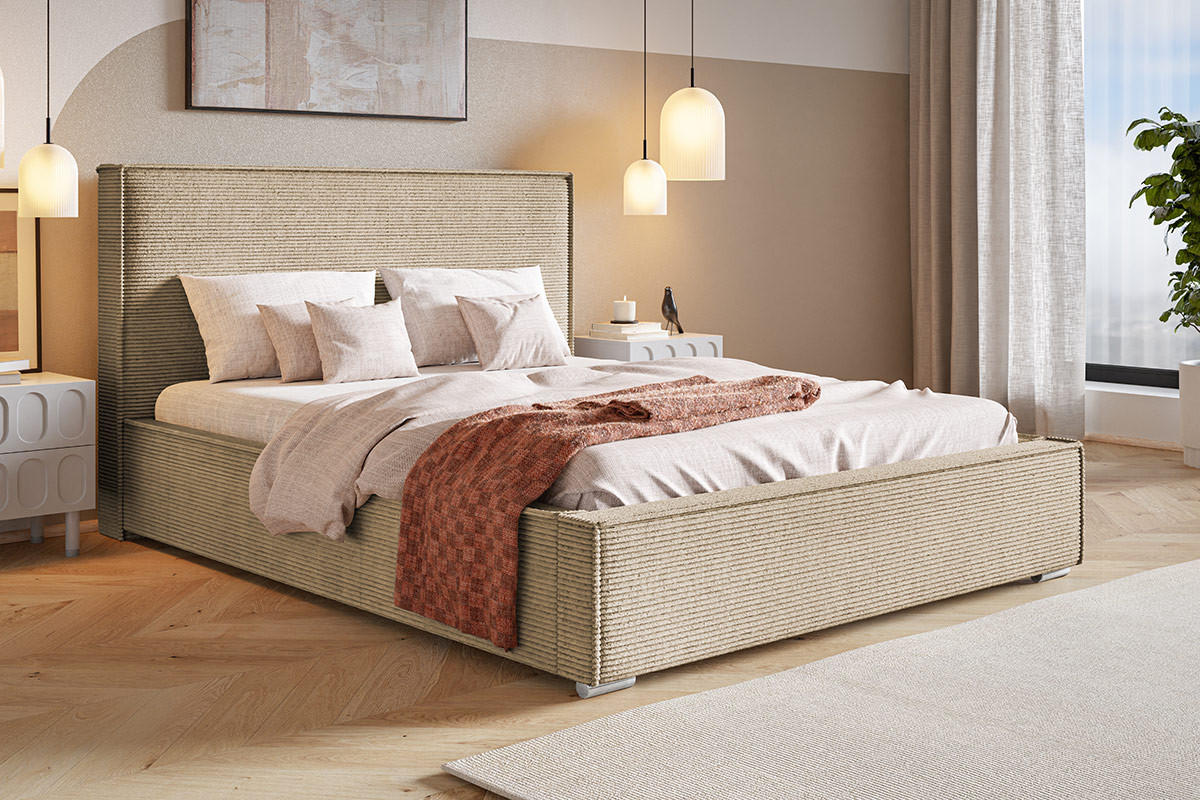 BETT Dunkelbeige BEN 8 180x200 cm - Beige, Textil (180/200cm) - Sepro Meble