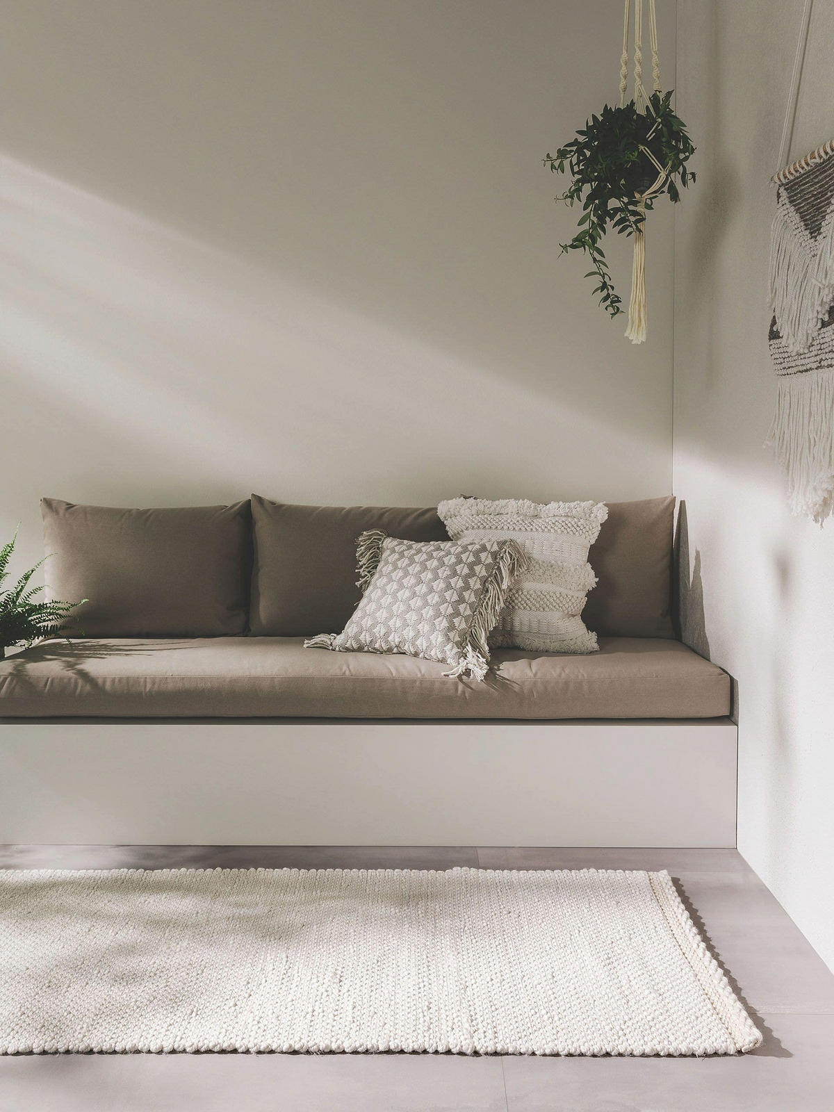TEPPICH aus recyceltem Material Kiah Cream 70x200 cm - Creme, Textil (70/200cm) - benuta Pure