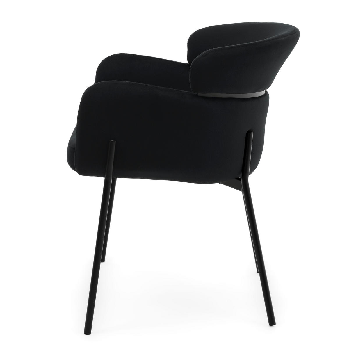 STUHL BOLZANO gepolsterter mit Steppung - schwarz - Samt Velour - Schwarz, Textil/Metall (62/80/61cm) - NEW HOME