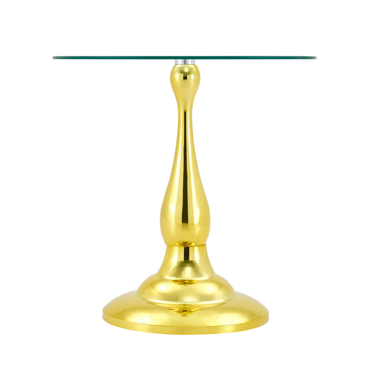 BEISTELLTISCH DE-37360 rund mit Glasplatte und geschwungenem Sockel Gold - Goldfarben, Metall (50/50/51.5cm) - ComfortXL