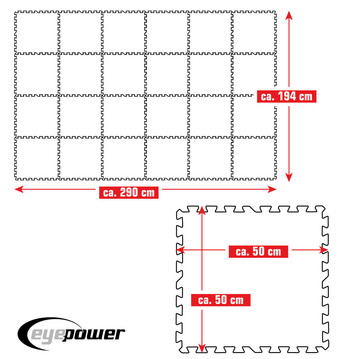 POOLMATTEN 5,6m² 24 EVA Matten 50 cm Blau - Blau, Kunststoff (50/50cm) - eyepower