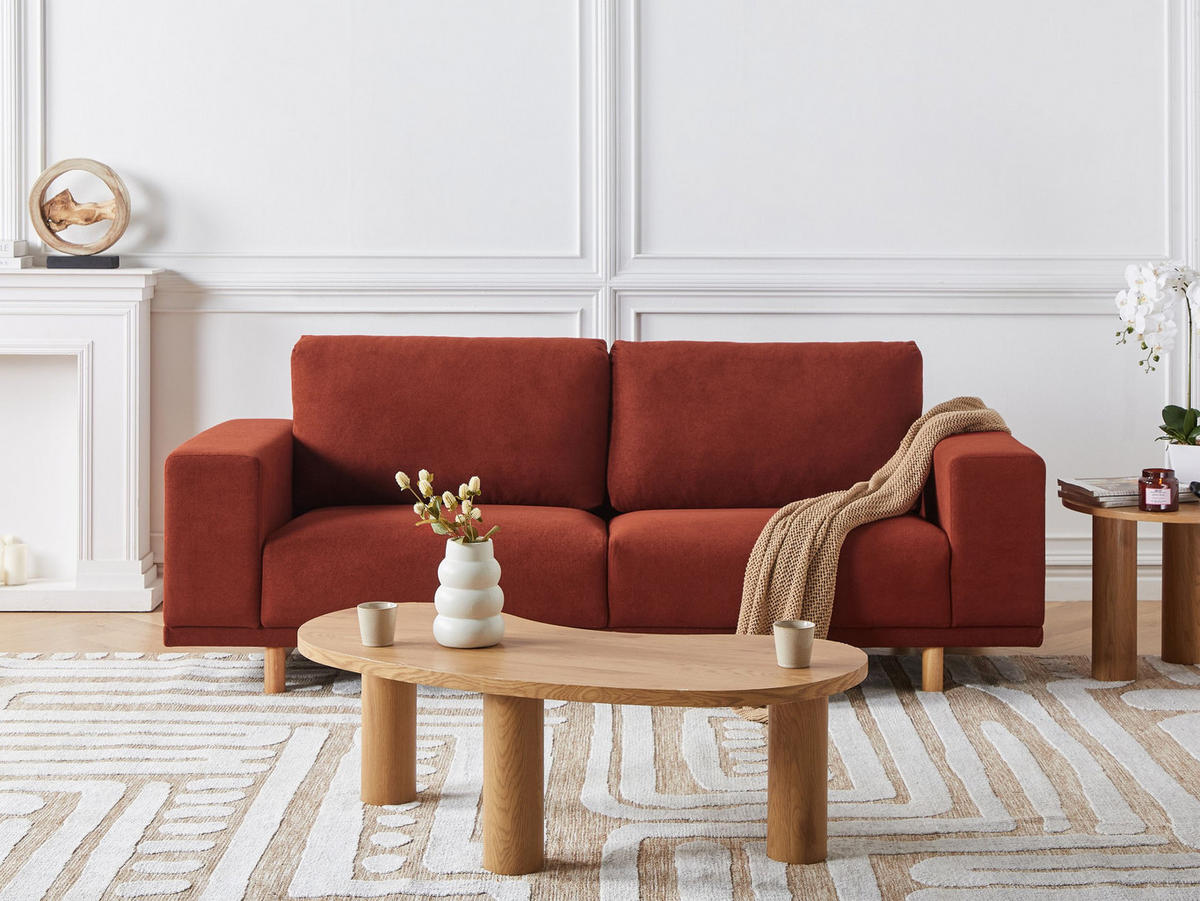 POHOVKA 3-místná Látka Červená Nivala - červená, textil (220/76/84cm) - Beliani