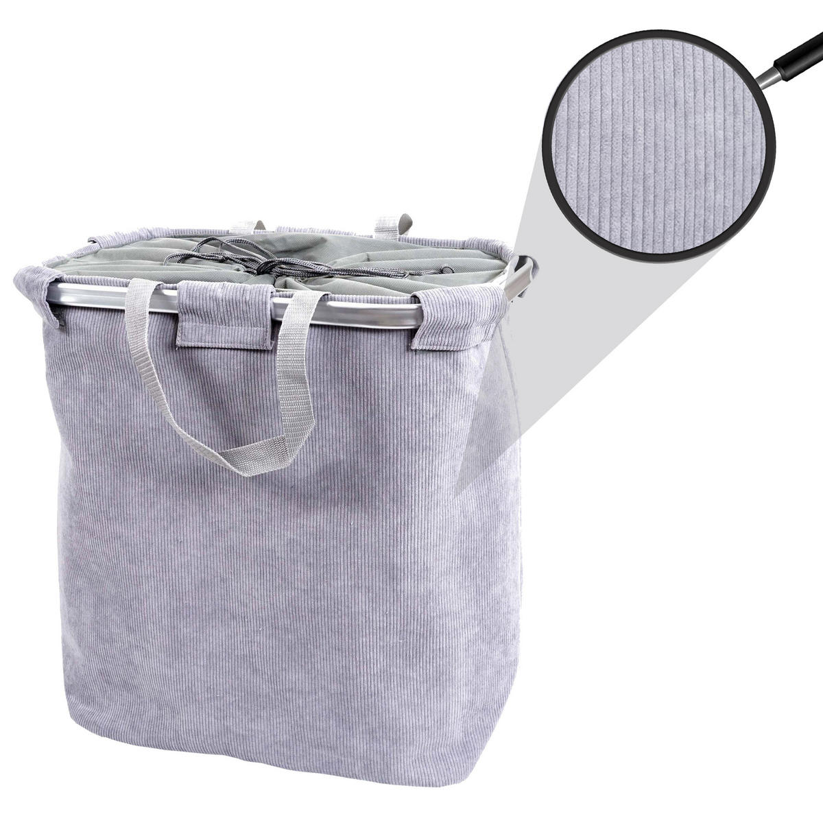 KOŠ NA PRÁDLO Svetlošedý - svetlosivá, textil (52/54/32cm) - MCW