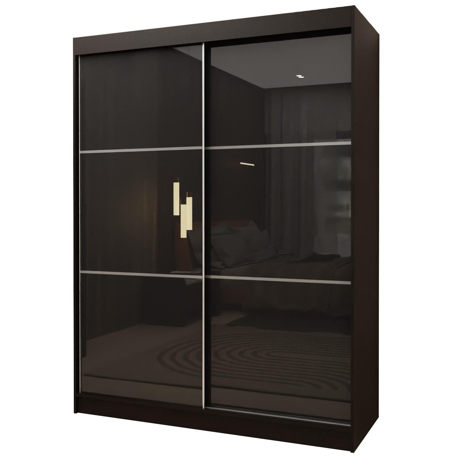 Masseno Schwebetürenschrank Schwarz 160x216x61 cm