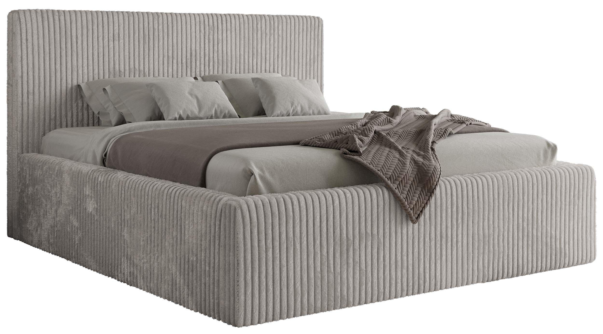 POLSTERBETT TILIANO CLASSIC 200/200 - Hellgrau Cord - Multipocket-Matratze - Hellgrau, Textil (200/200cm) - MKS