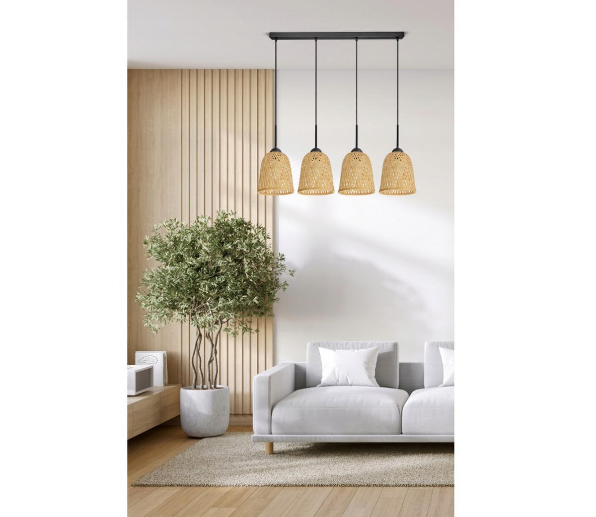PENDELLEUCHTE BOHO - Schwarz/Weiß, Holz/Metall (17/90/100cm) - kiki design