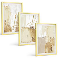 BILDER SET 3er Set - 40x60 cm Goldrahmen - Abstrakte Muster beige weiß - Goldfarben, Kunststoff (40/60cm) - TULUP