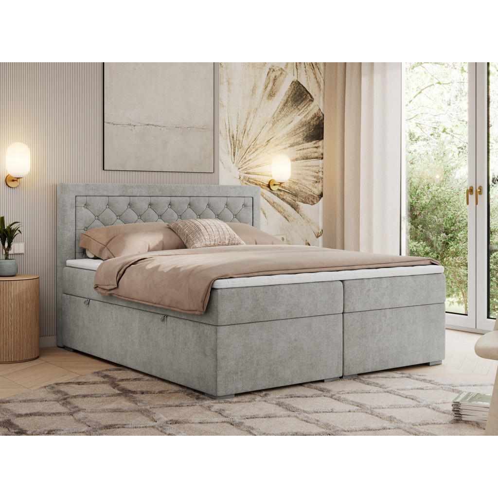 Thumbnail - MKS Boxbett, Orange, Textil, 2-Sitzer, H4, 7-Zonen, Rechteckig, 160x200 cm, Schlafzimmer, Betten, Boxspringbetten