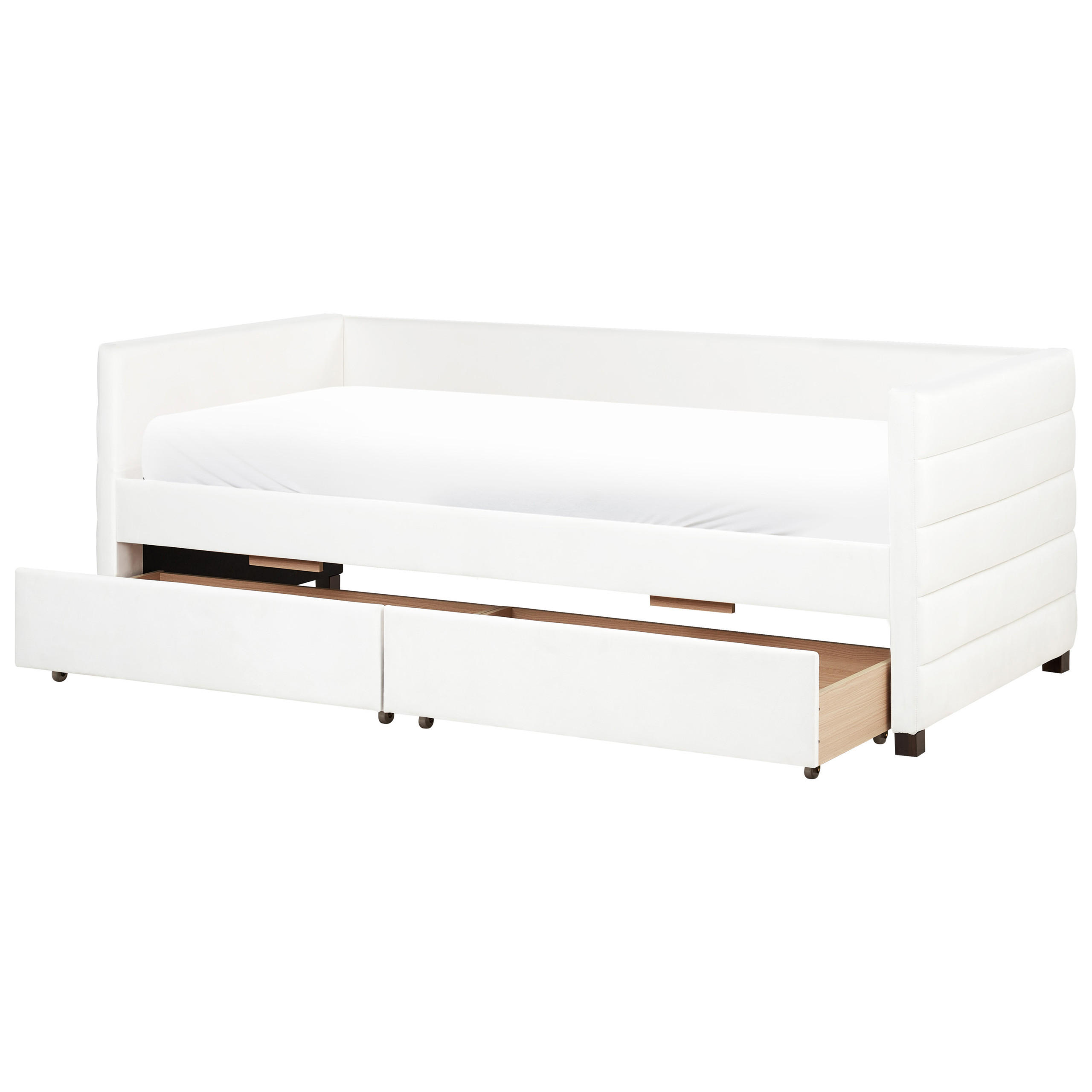 TAGESBETT mit Stauraum 90x200 cm Weiß Marray - Creme, Textil (90/200cm) - Beliani