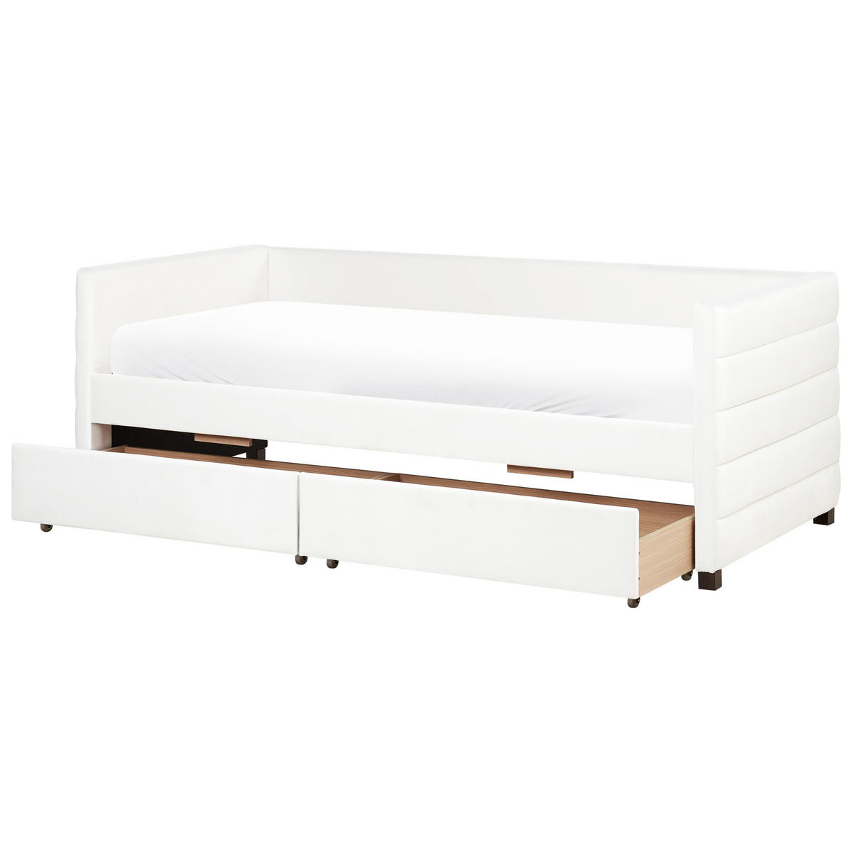 TAGESBETT mit Stauraum 90x200 cm Weiß Marray - Creme, Textil (90/200cm) - Beliani