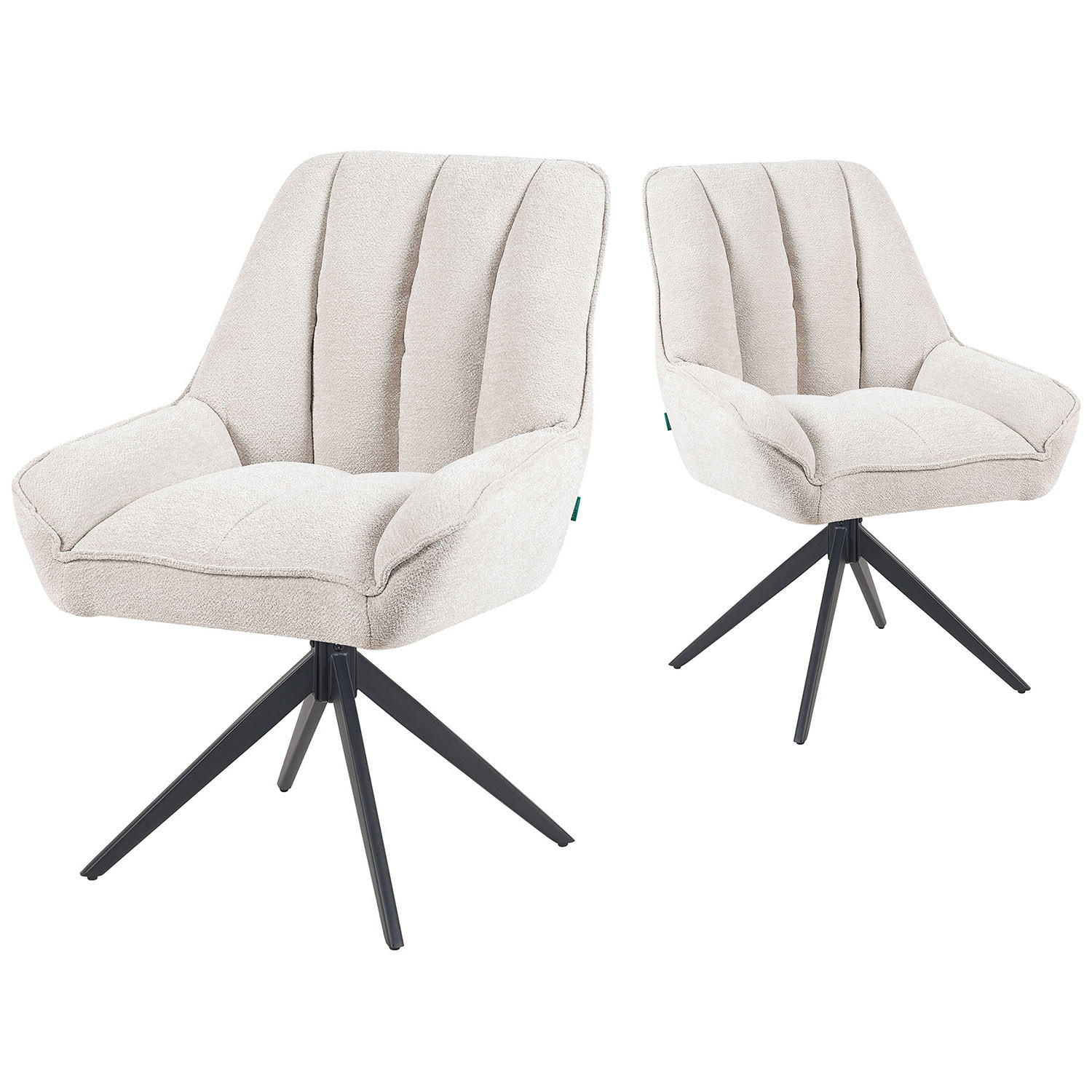 DREHSTUHL Mika-Zoe - Creme/Schwarz, Textil/Metall (60/88/68cm) - DUBI Möbel