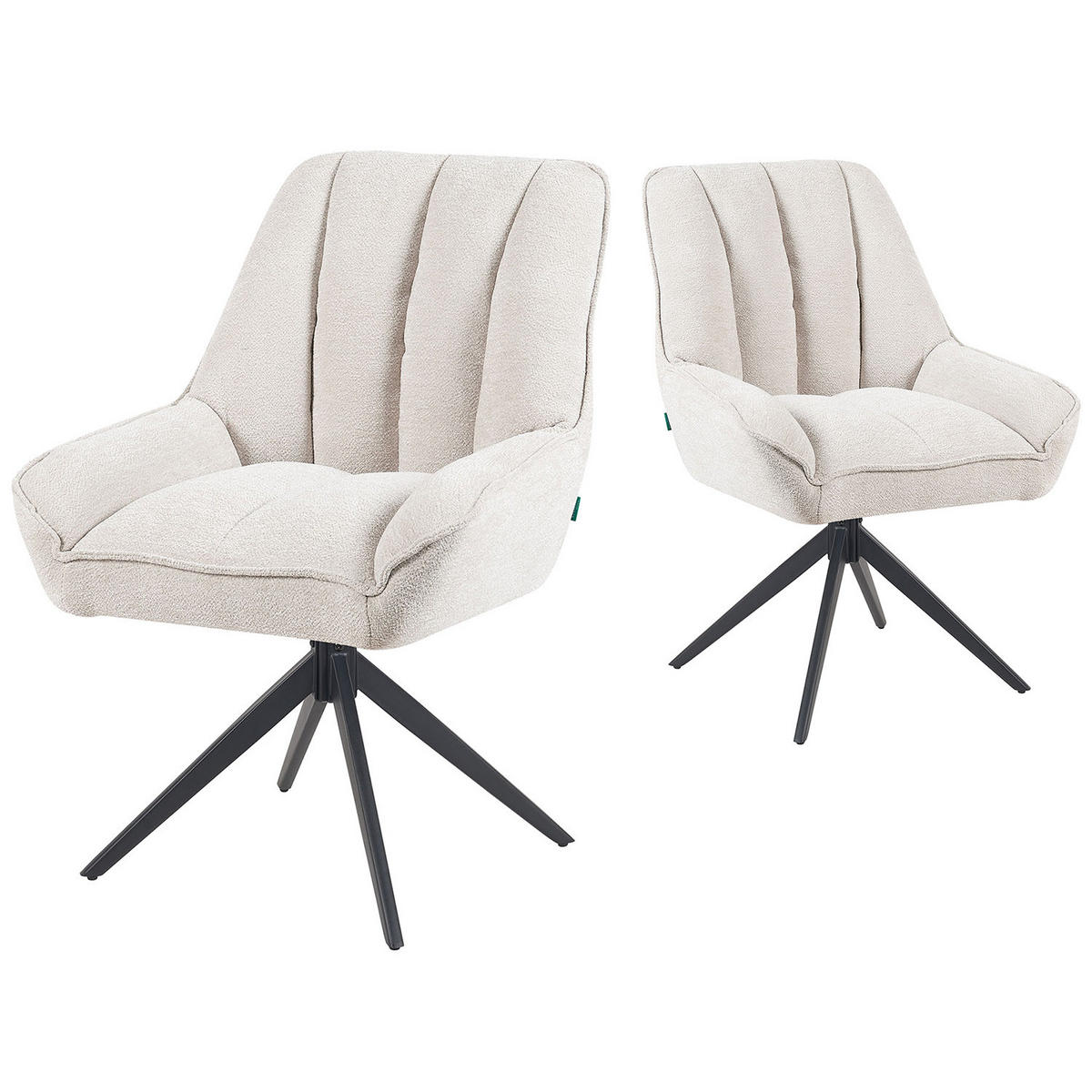 DREHSTUHL Mika-Zoe - Creme/Schwarz, Textil/Metall (60/88/68cm) - DUBI Möbel
