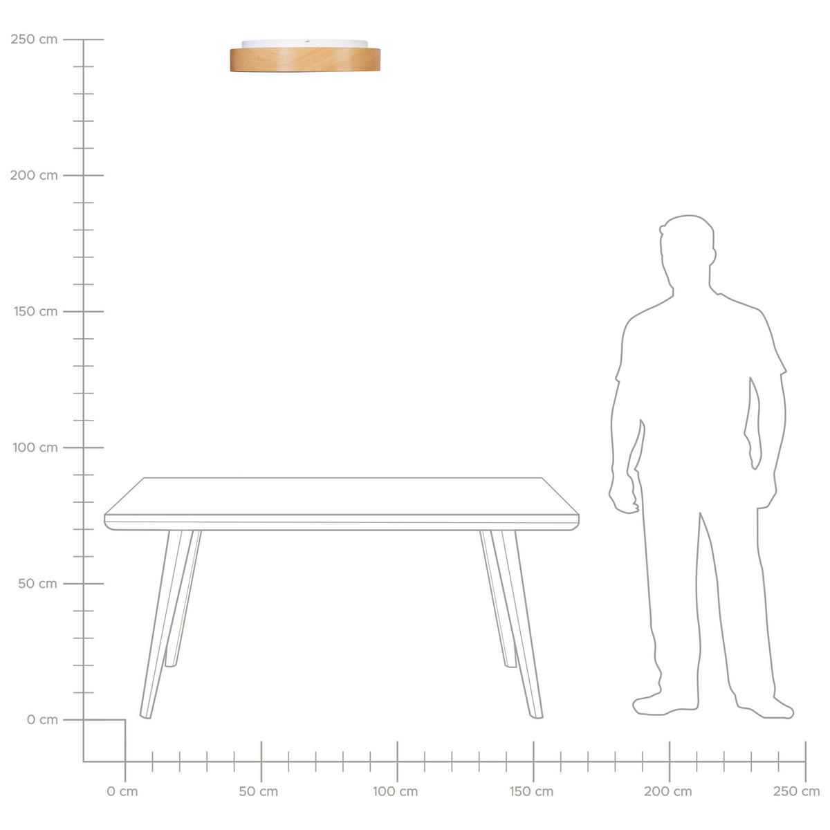 LED-DECKENLAMPE Heller Holzfarbton Bragoto - Hellbraun, Metall (60/60/9cm) - Beliani