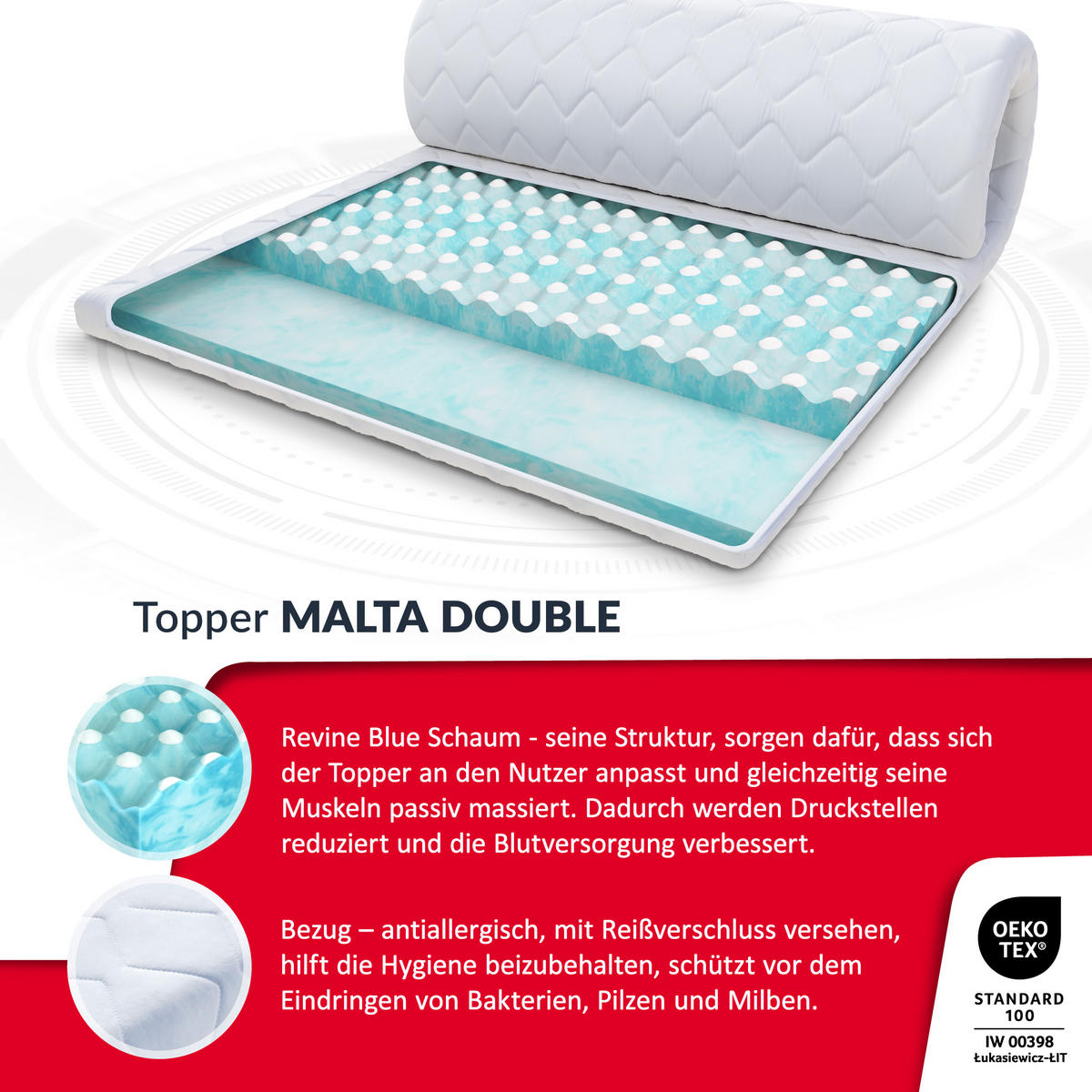TOPPER Malta Double - Weiß, Kunststoff/Textil (160/200cm) - FDM