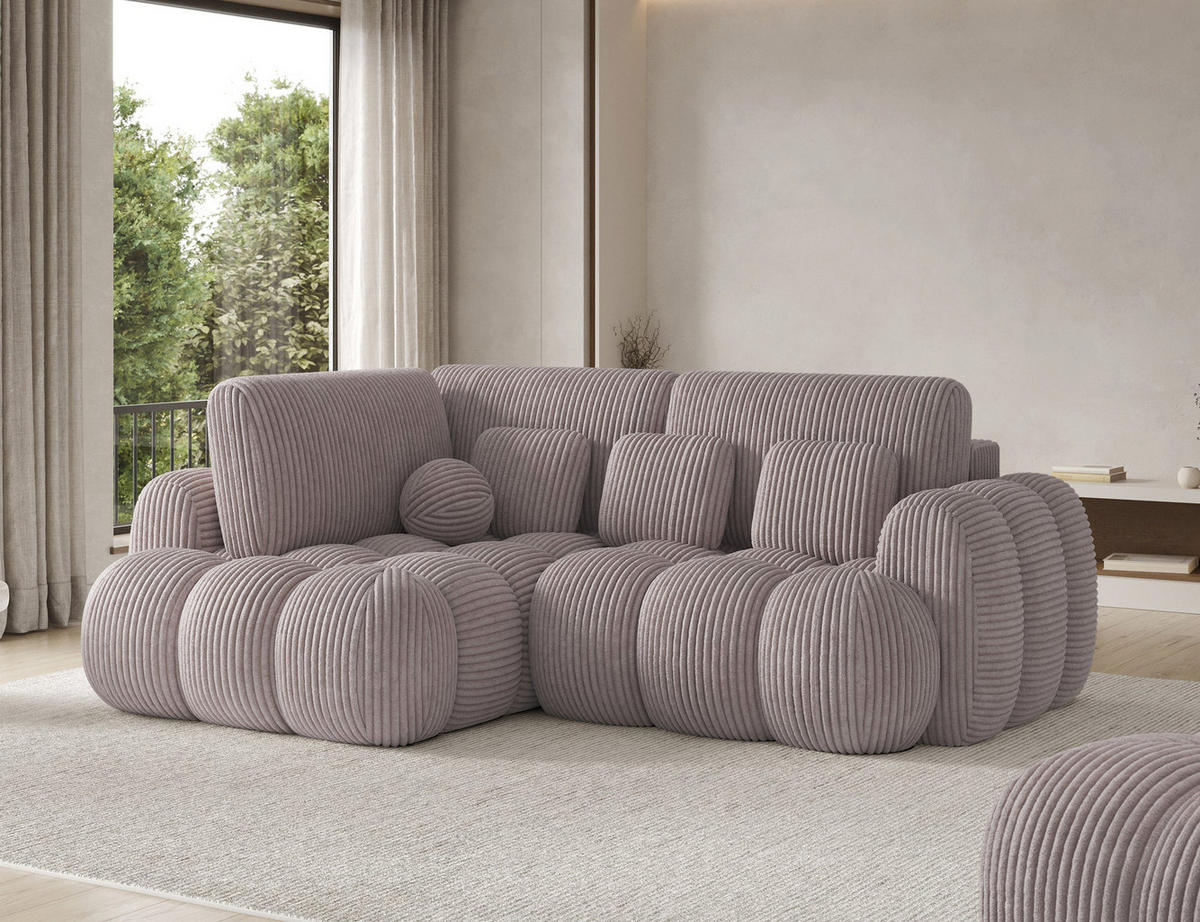 ECKSOFA COZION L-Form mit Schlaffunktion & Bettkasten – Modernes 3-Sitzer Sofa, HR-Kaltschaum, Wellenfederung, 267 × 165 cm - Hellgrau/Schwarz, Kunststoff (165/267cm) - Wohnideebilder